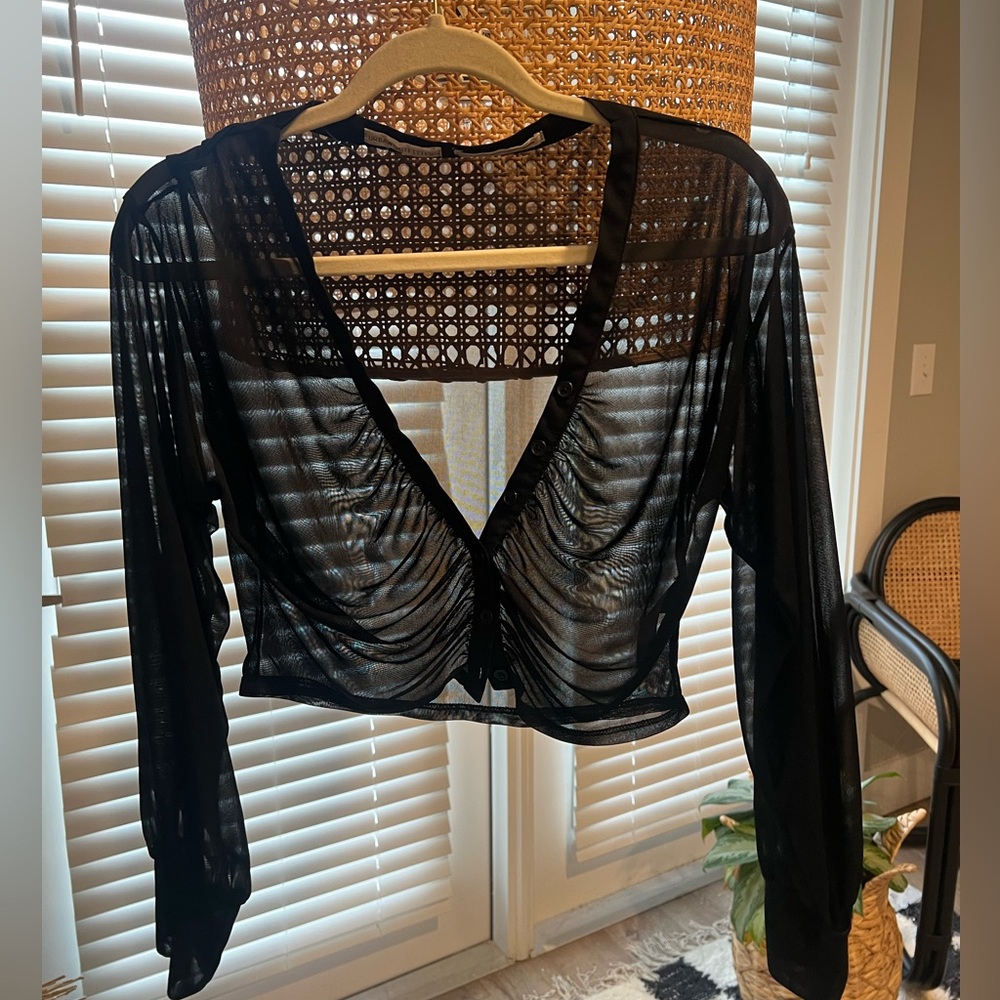 Urban outfitters sheer crop top blouse. Size large